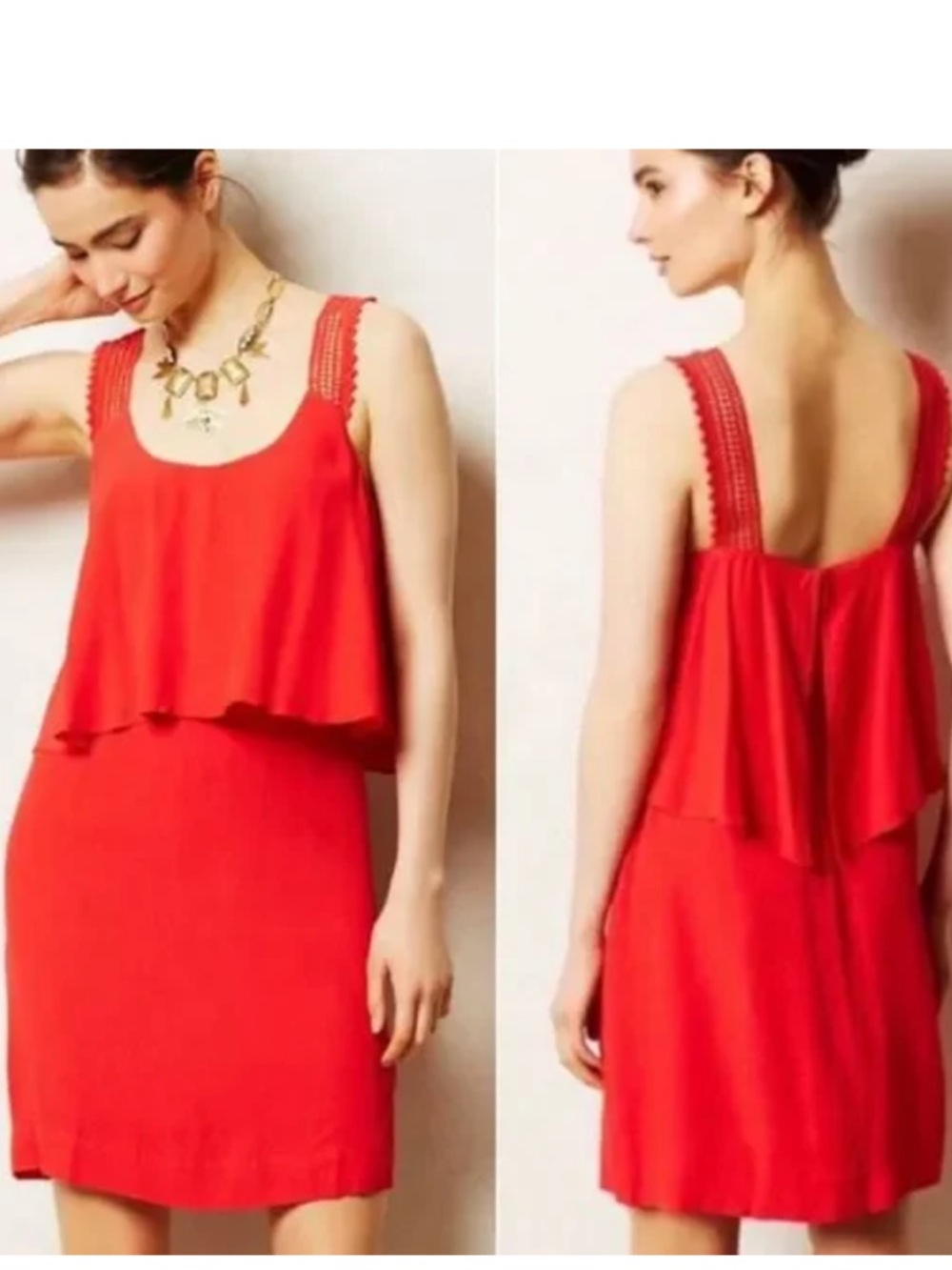 Maeve Anthropologie Vibrant Red Dress
